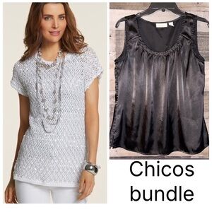Chico's Elegant White and Black Blouse Set